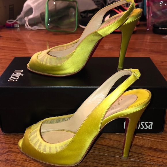 Yellow Christian Loubuitton Heels in 6.5 - Picture 3 of 7